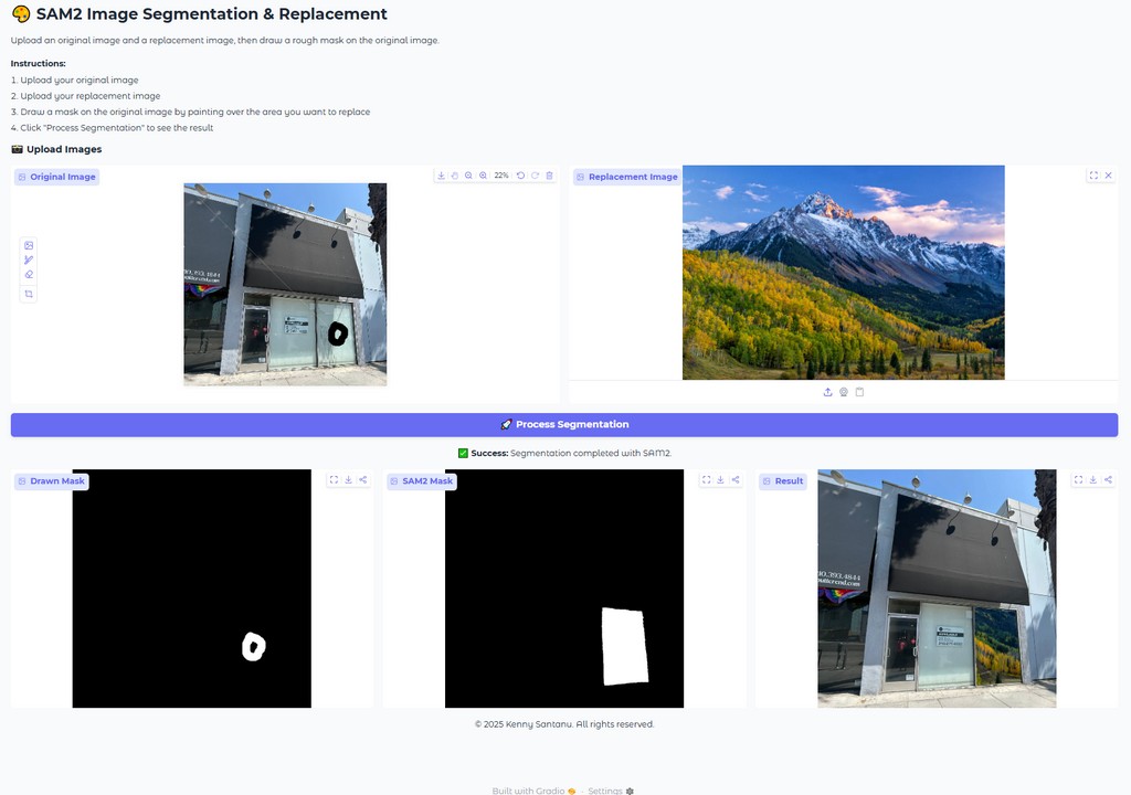 SAM2 Image Segmentation and Replacement